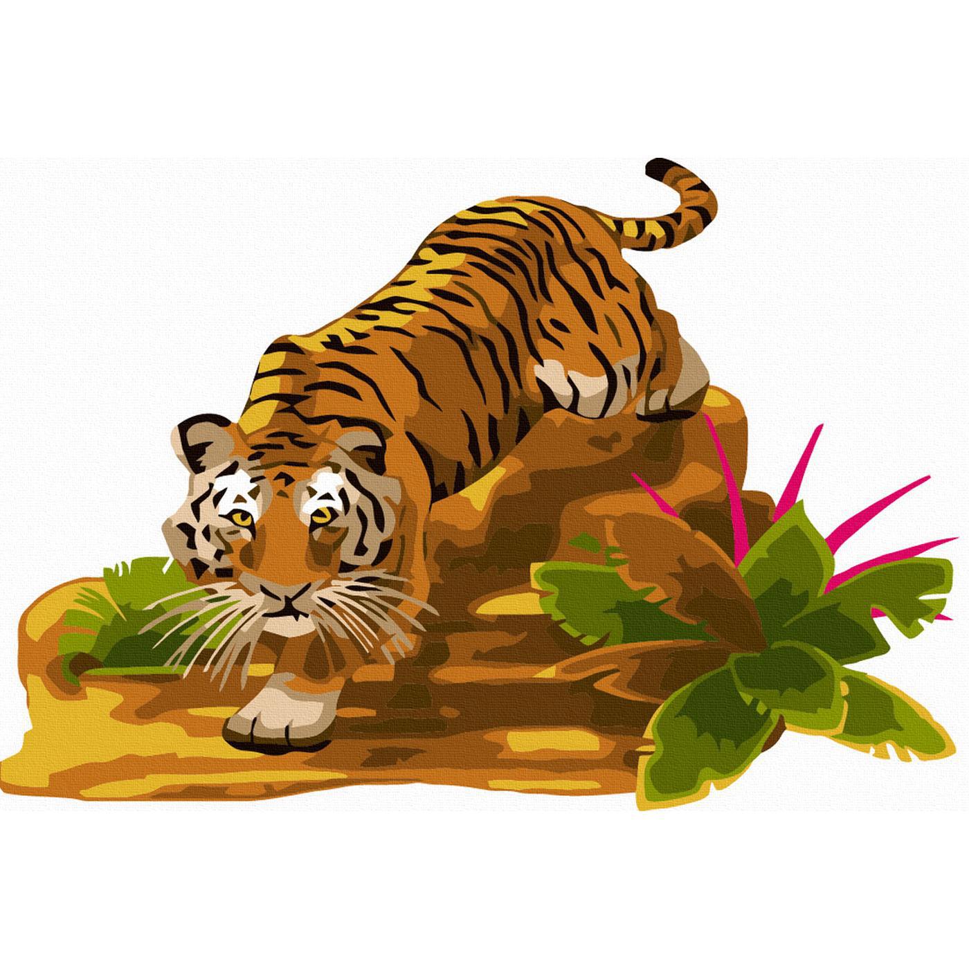 90299674 Картина по номерам 15х20 см Тигр в джунглях (13 цветов) STLM-0174380 MOLLY