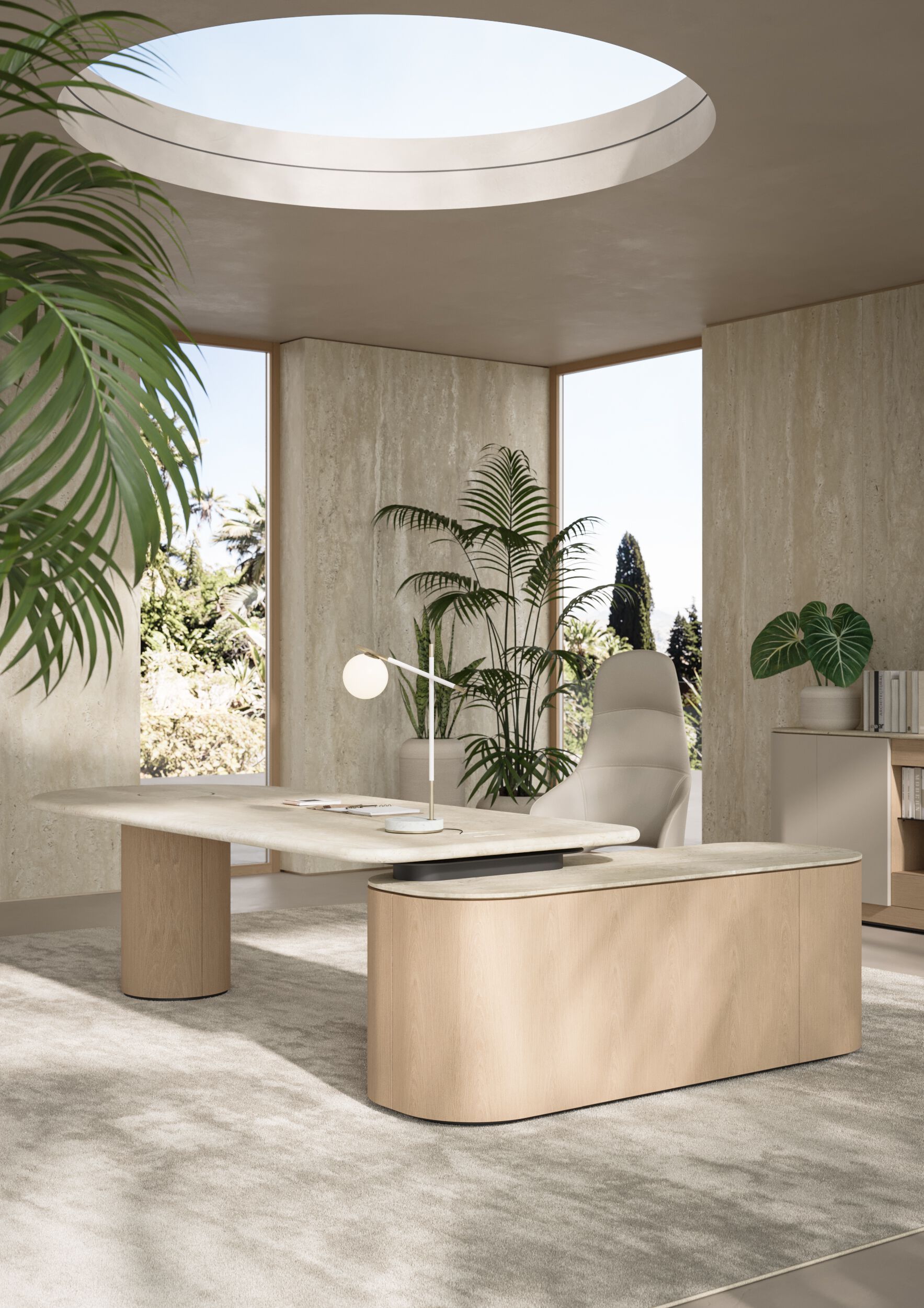 Стол со встроенным сервисным шкафом и мраморной столешницей PROF ARCH-00008310 - Вид №1