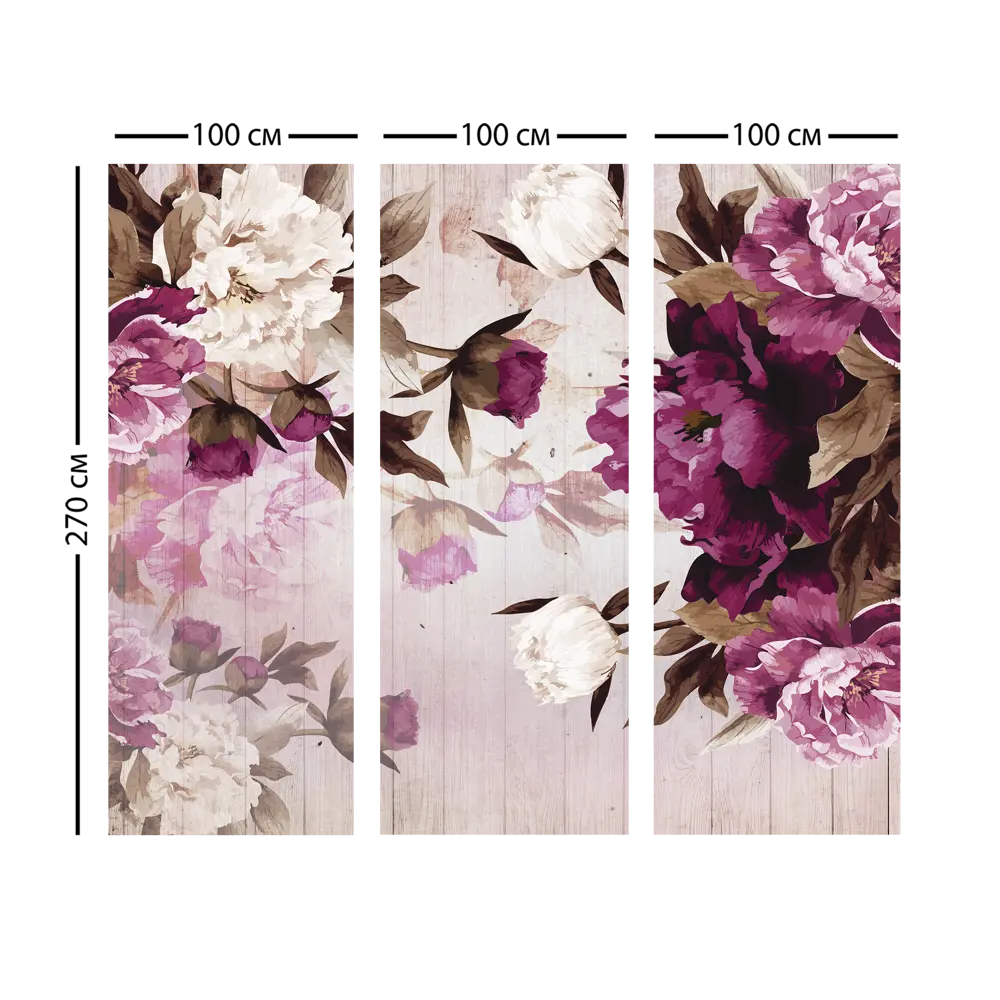 Фотообои «‎Акварельные пионы»‎ 3D флизелиновые 300x270 см L13-126 FBRUSH 3D FLIZART STLM-2126802 - Вид №3
