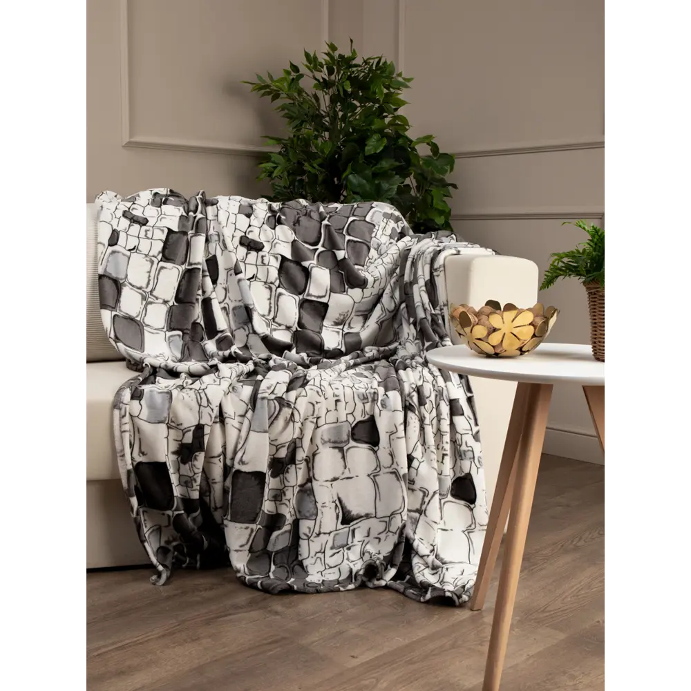 Плед Камешки 150x200 см фланель цвет серый TEXREPUBLIC Печатный STLM-2174523 - Вид №3