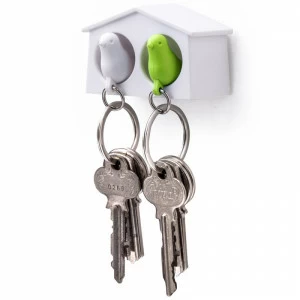 Держатель+брелок для ключей двойной mini sparrow белый-зеленый QUALY  253196 Зеленый