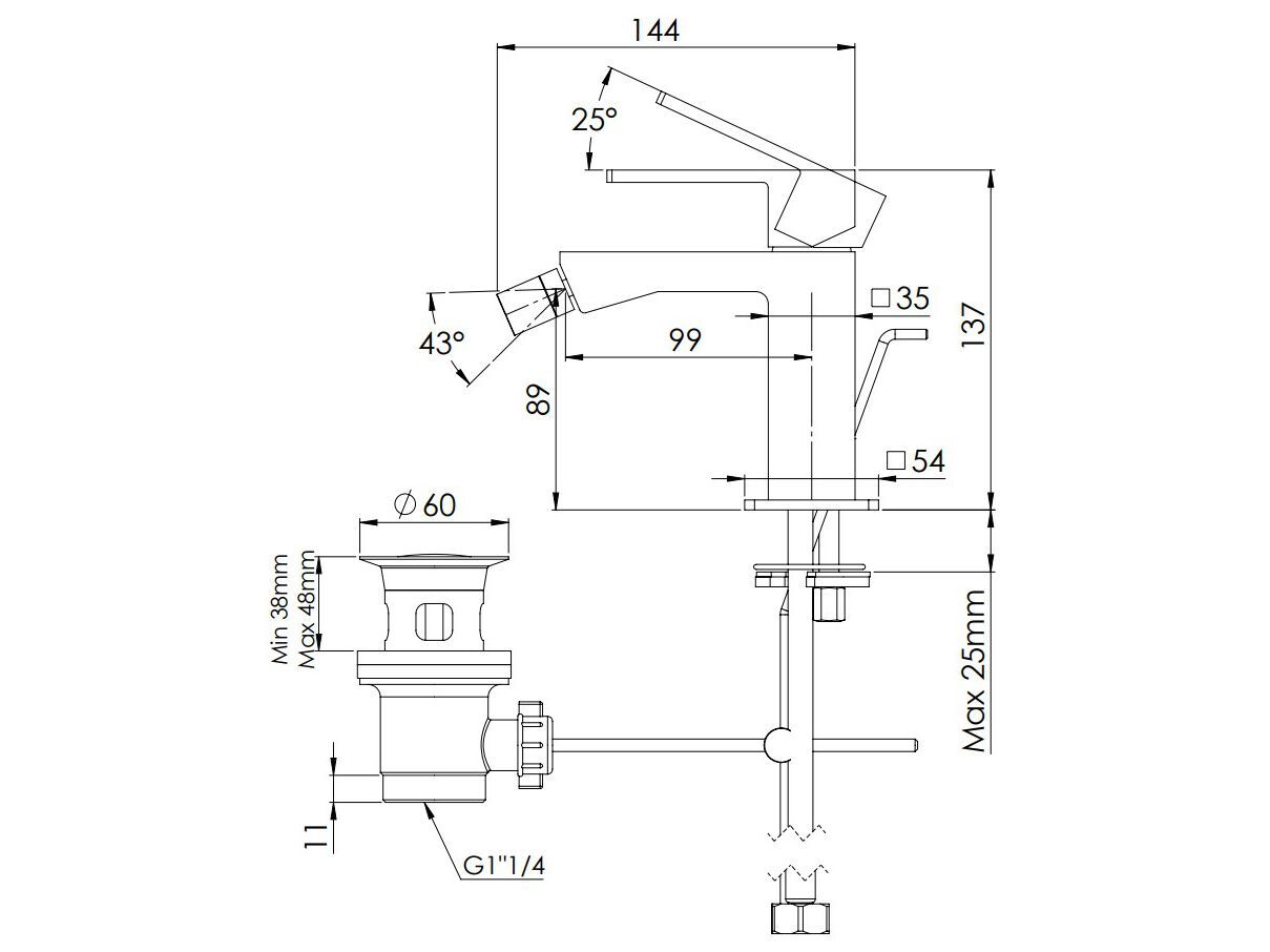 Смеситель для биде с одной ручкой Rubinetterie Mariani Rebel ARCH-00003285 - Вид №2