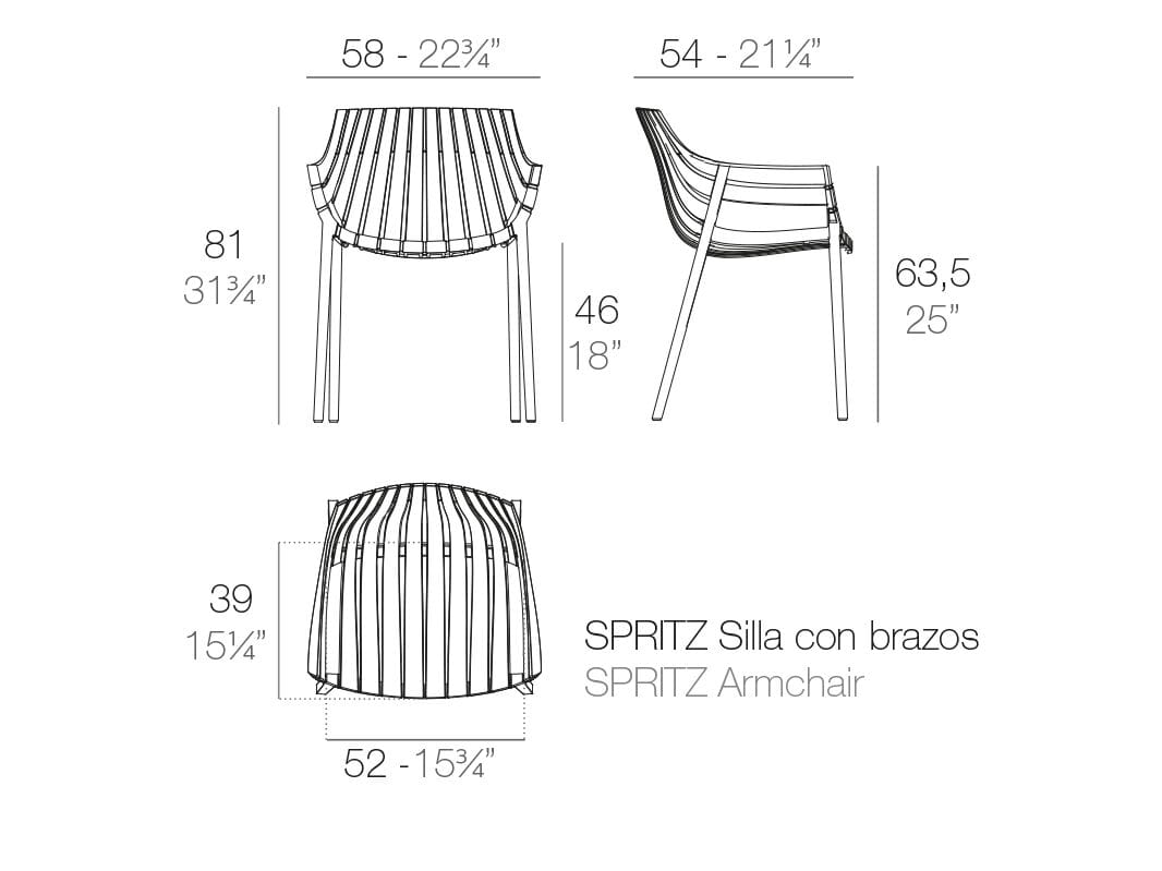 Полипропиленовый садовый стул с подлокотниками Vondom Spritz ARCH-00002884 - Вид №4