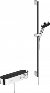 24270000 Pulsify Select S Душевая система 105 3jet Relaxation с ручным душем, термостатом, штангой 90 см, слайдером и душевым шлангом Hansgrohe