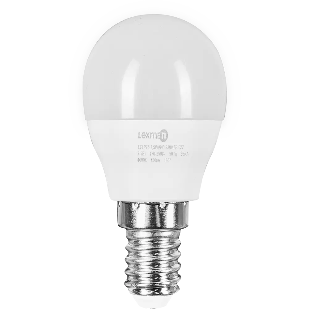 Светодиодная лампа Lexman E14 груша 7.5Вт нейтральный белый свет 86270539 STLM-0909827 - Вид №1