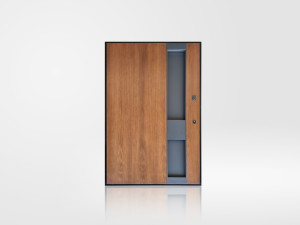 Бронированная дверь с утопленной ручкой из массива дерева