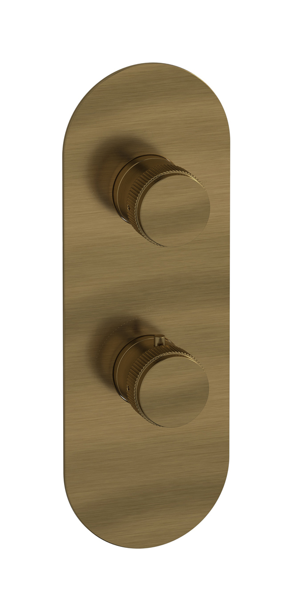 Комплект наружных частей термостата с дивертером на 2 потребителя - вертикальная овальная панель с ручками Reflex WE ARE IB eua612mbnrx Modern Bronze Aqua