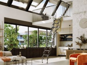 Оцинкованная стальная выдвижная лестница для мезонина