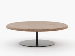 Деревянный круглый низкий журнальный столик