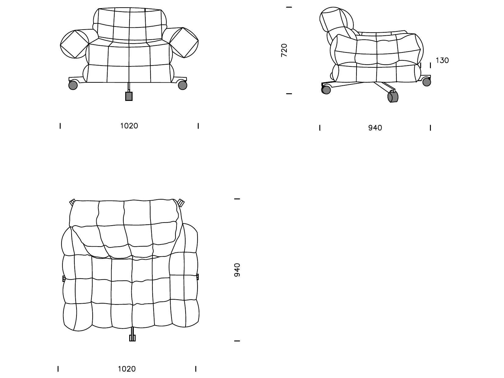 5-спицевое кожаное кресло с колесами Nobonobo парфе ARCH-00142069 - Вид №4