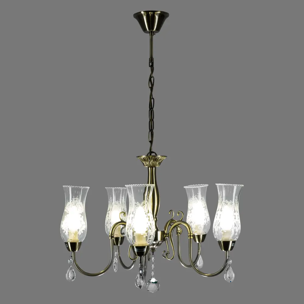 Люстра Лирика 5xE14x60 Вт, металл/стекло, цвет бронза WINK STLM-2024757 - Вид №3