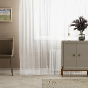 Тюль на ленте «Ажур» 250х260 см полиэстер цветы цвет экрю