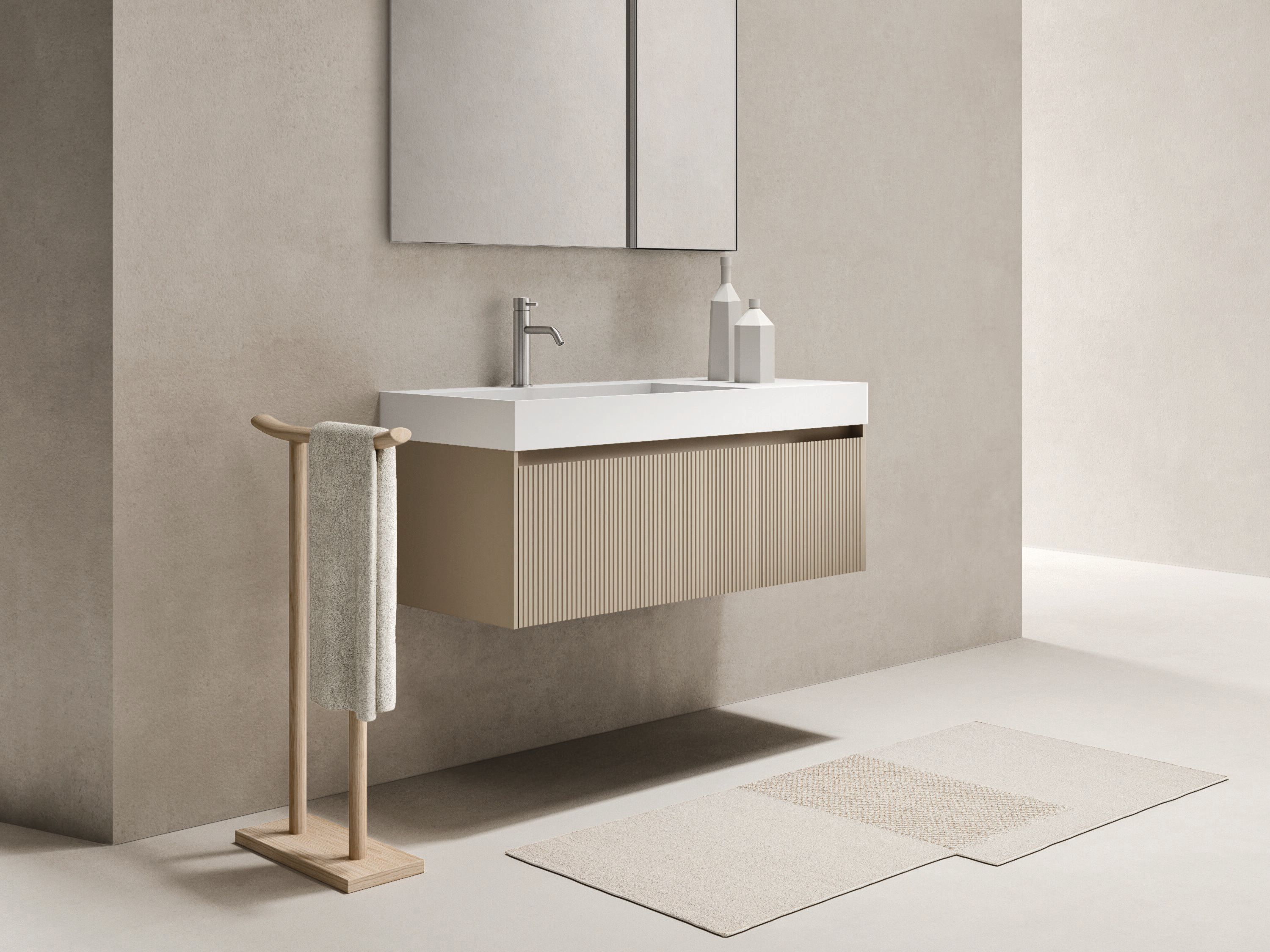 Одиночный деревянный и Milltek подвесной умывальник с ящиками Noorth синтез ARCH-00032671