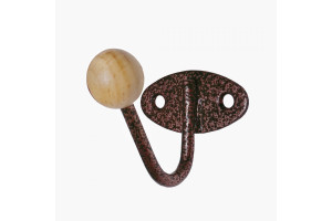 19609338 Крючок-вешалка с деревянным шариком КВД-1 медный антик 4332 Трибатрон