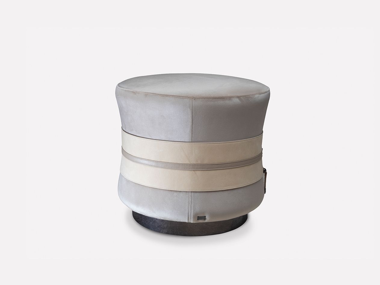 Круглый бархатный пуф MORADA стяжка ARCH-00059645 - Вид №4