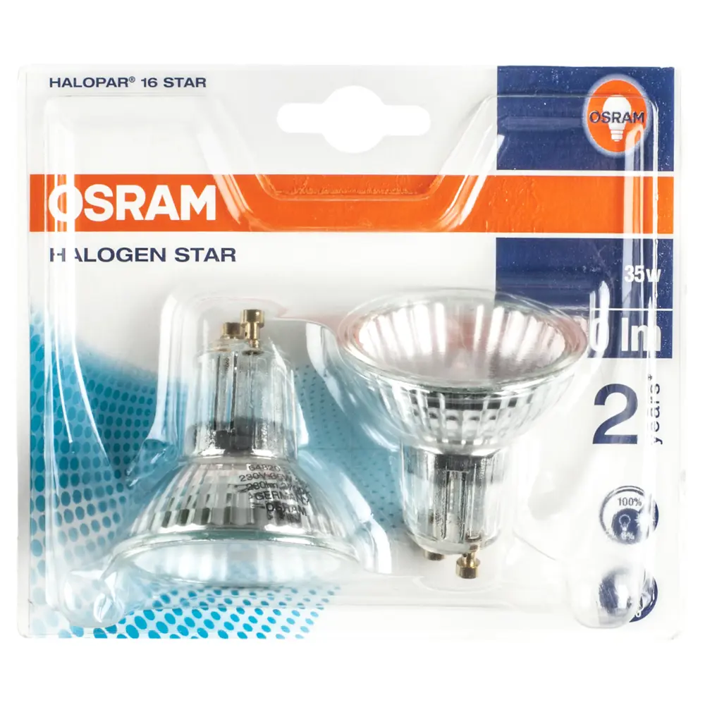 Набор галогенных ламп Osram спот GU10 35 Вт свет тёплый белый 2 шт STLM-2181710 - Вид №1