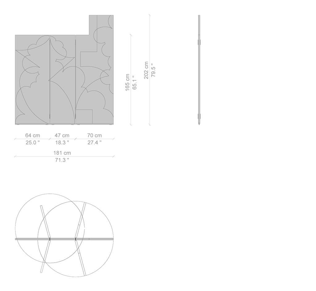 Тамбированный деревянный экран CASSINA PARAVENTO BALLA ARCH-00089981 - Вид №3