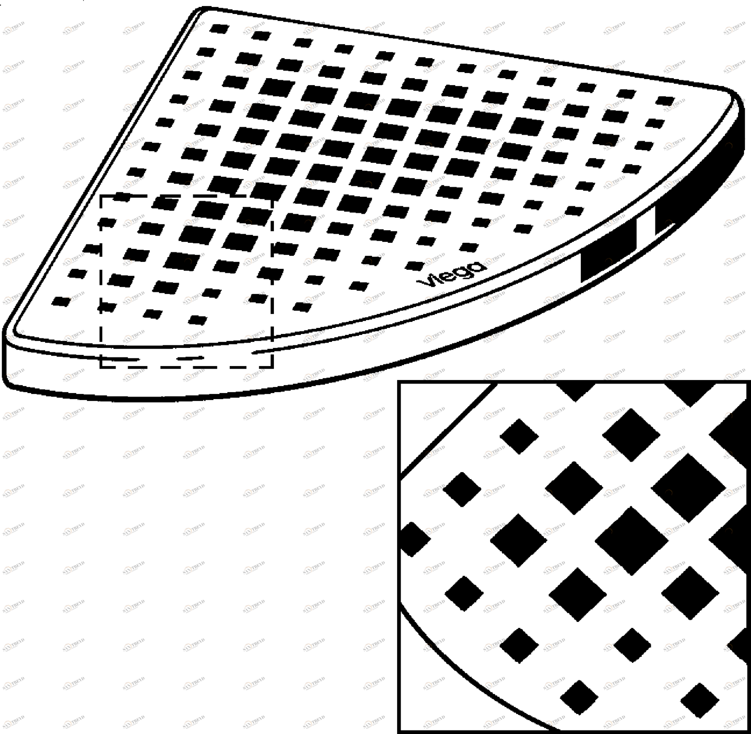 Канализационная арматура  Решетки  Треугольной формы (круглый) VIEGA 592 431 Модель 4973.31 Santreyd 