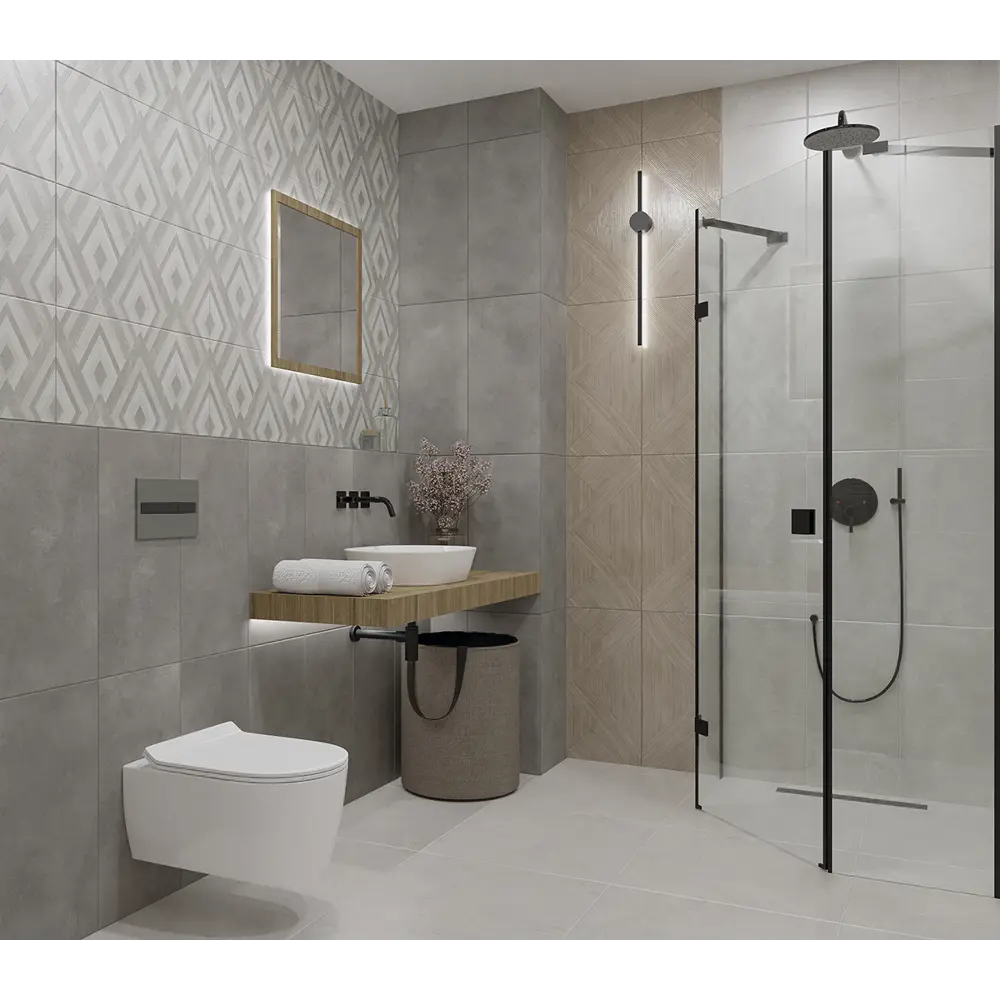 Плитка настенная Azori Cemento Shadow 31.5x63 см 1.59 м² матовая цвет темно-серый STLM-2039029 - Вид №7