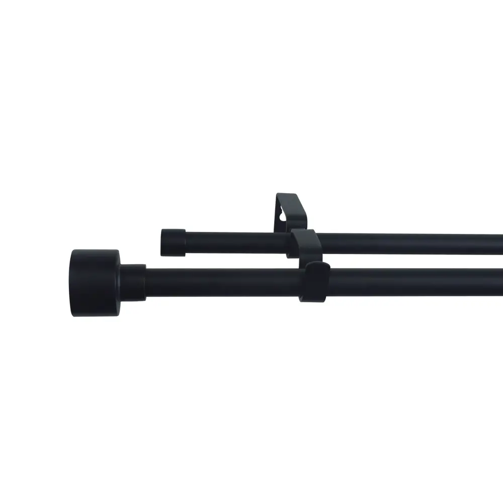 Настенный карниз раздвижной двухрядный Duplo d16/19 мм 160-300 см металл цвет черный 89440692 STLM-2174447 Santreyd 