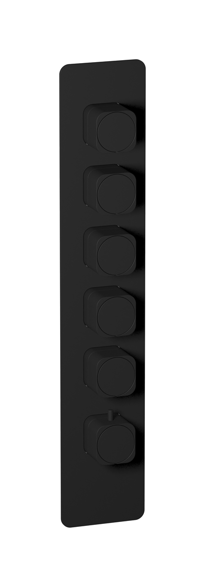External part of thermostatic 5 ways, square plate, vertical, soft handle WE ARE IB eua516npneo_1 Matt Black Aqua
