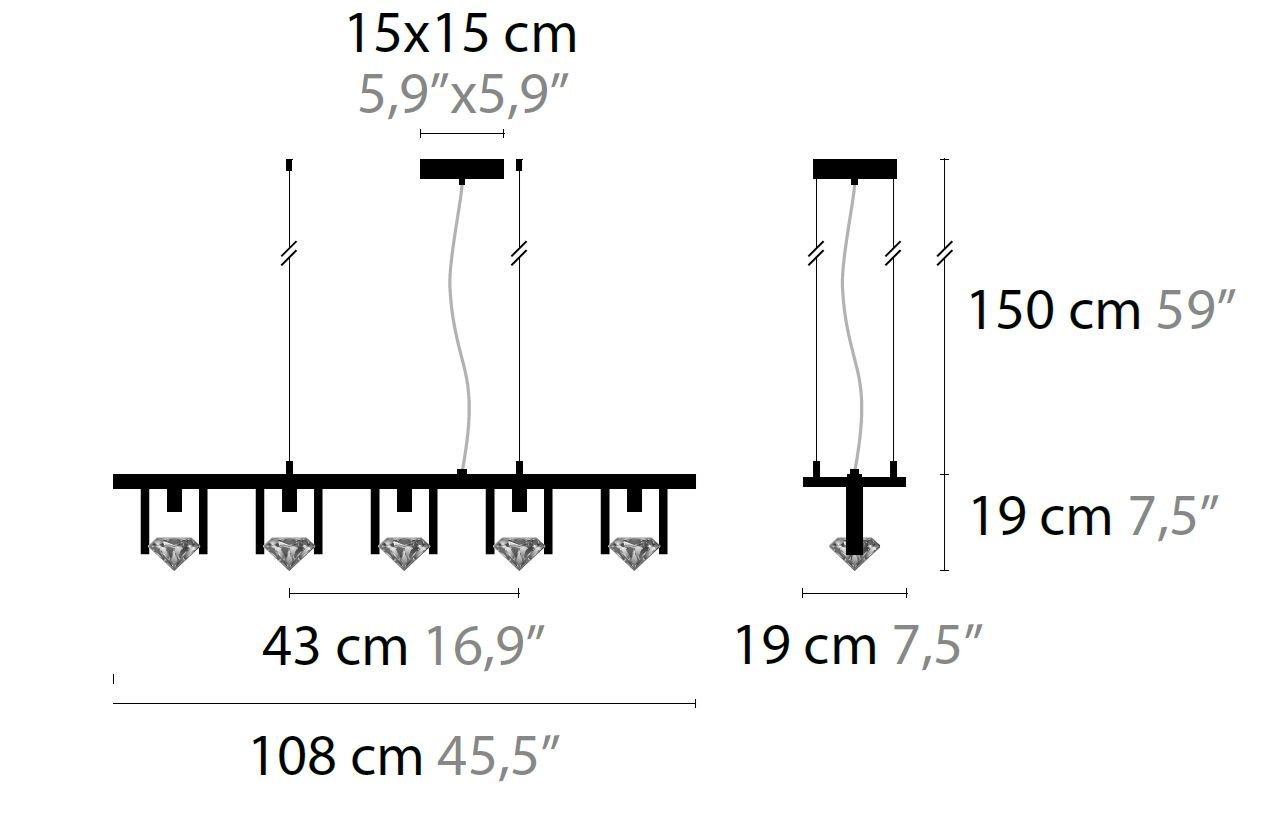 Металлический подвесной светильник с кристаллами ILFARI Элементы любви ARCH-00124517 - Вид №2