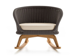 Кресло-качалка из тикового дерева и акриловой ткани