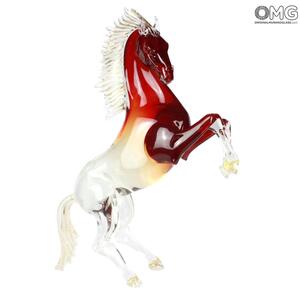 3784 ORIGINALMURANOGLASS Скульптура Королевский Конь - красный - муранское стекло OMG 20 см