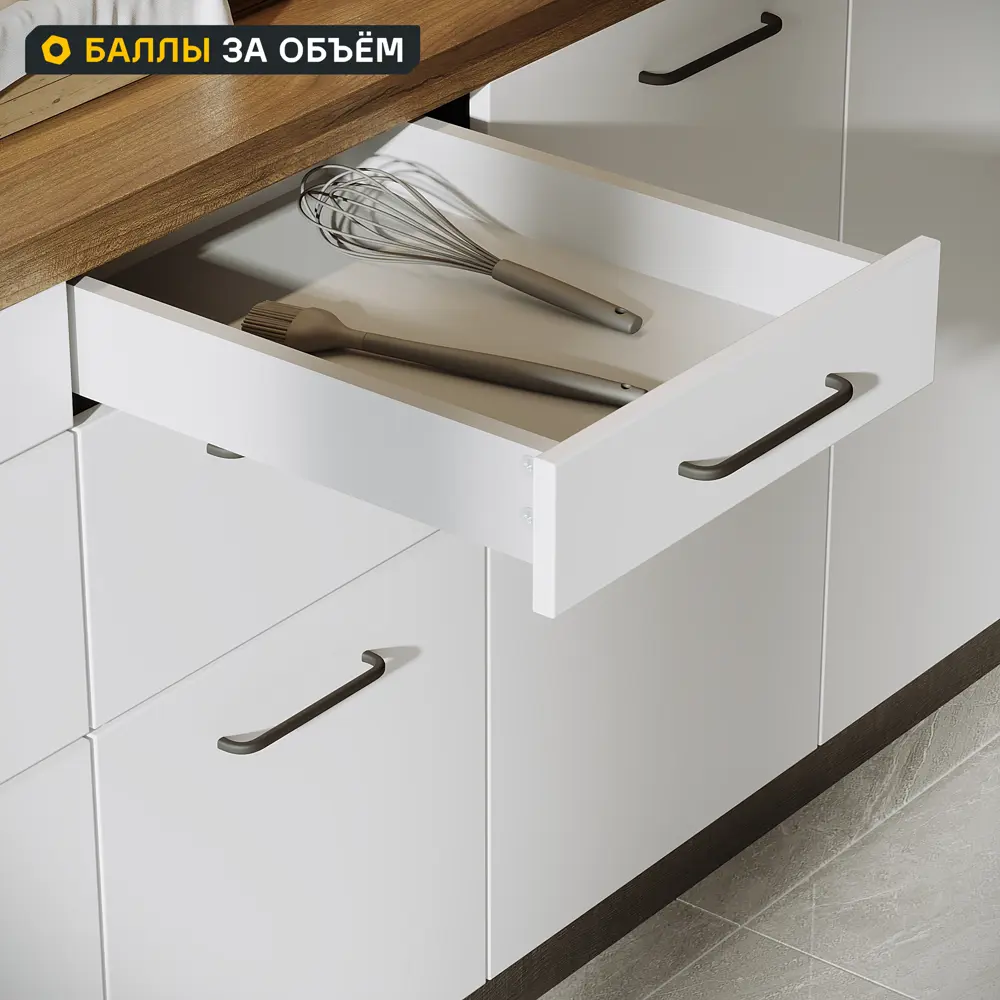 Выдвижной ящик для кухни 35.2x8.1x51.1 см KONSENSA ДСП цвет серый Отсутствует STLM-2186691