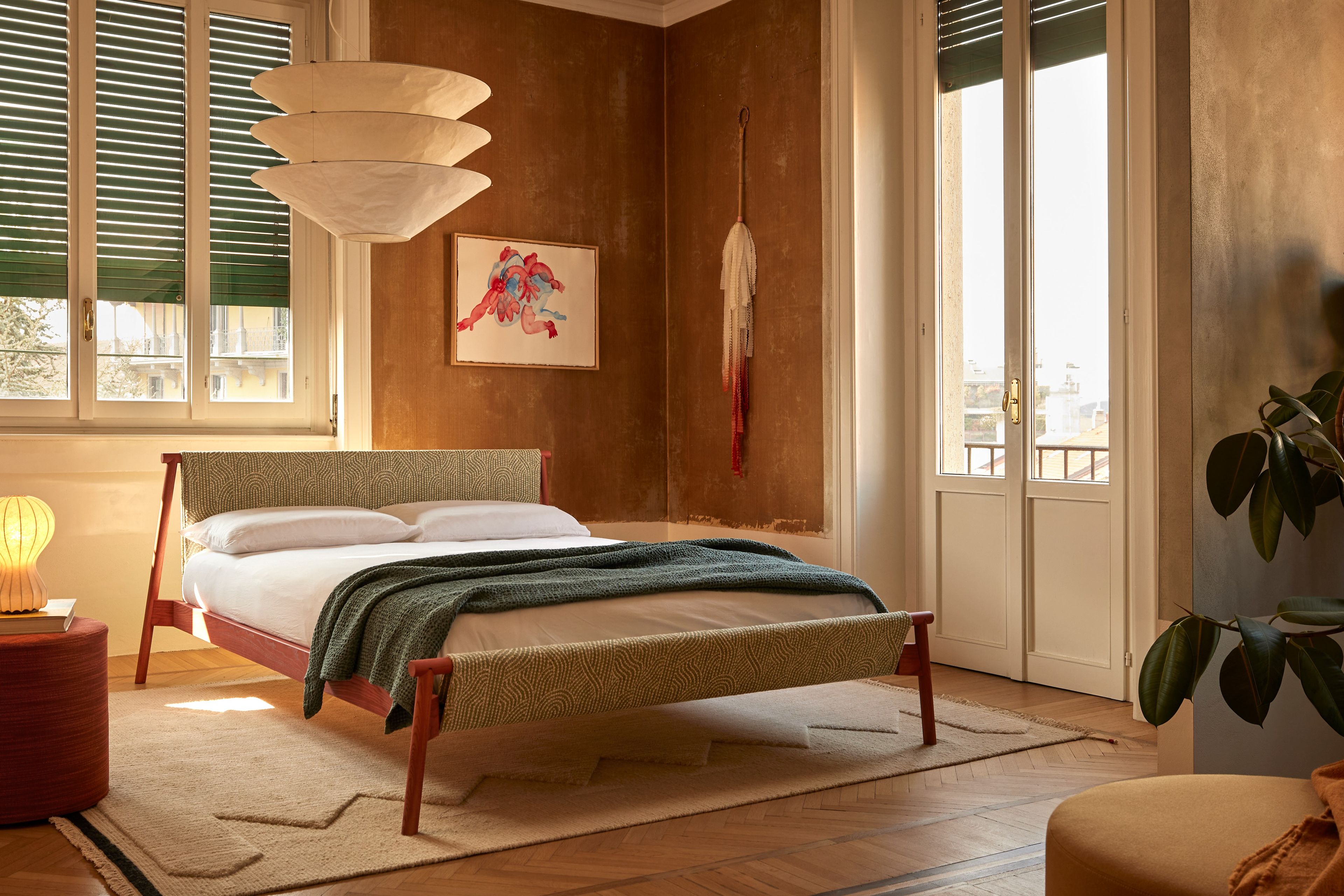 Двуспальная кровать с текстильной и деревянной рамой Bolzan Джек ARCH-00101096 - Вид №8