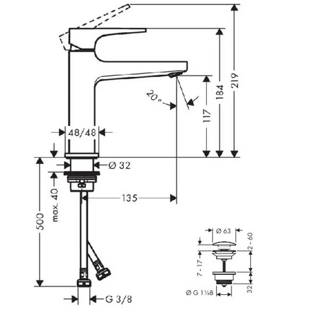 Смеситель для раковины Hansgrohe Metropol 32507700