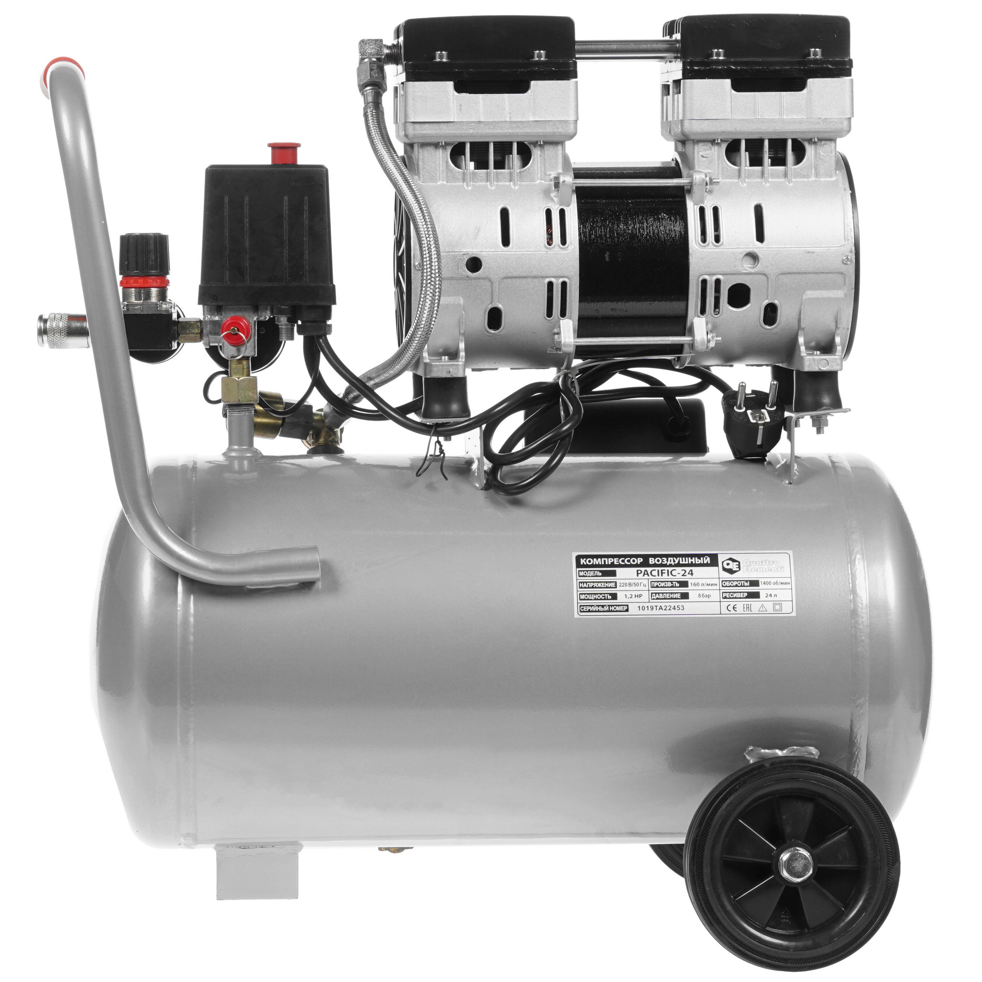 Компрессор поршневой безмасляный Quattro Elementi PACIFIC-24 911-475 1281447 STDN-0087340 - Вид №2