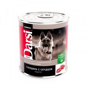 ПР0056588*6 Корм для собак говядина с сердцем (паштет) банка 850г (упаковка - 6 шт) Darsi