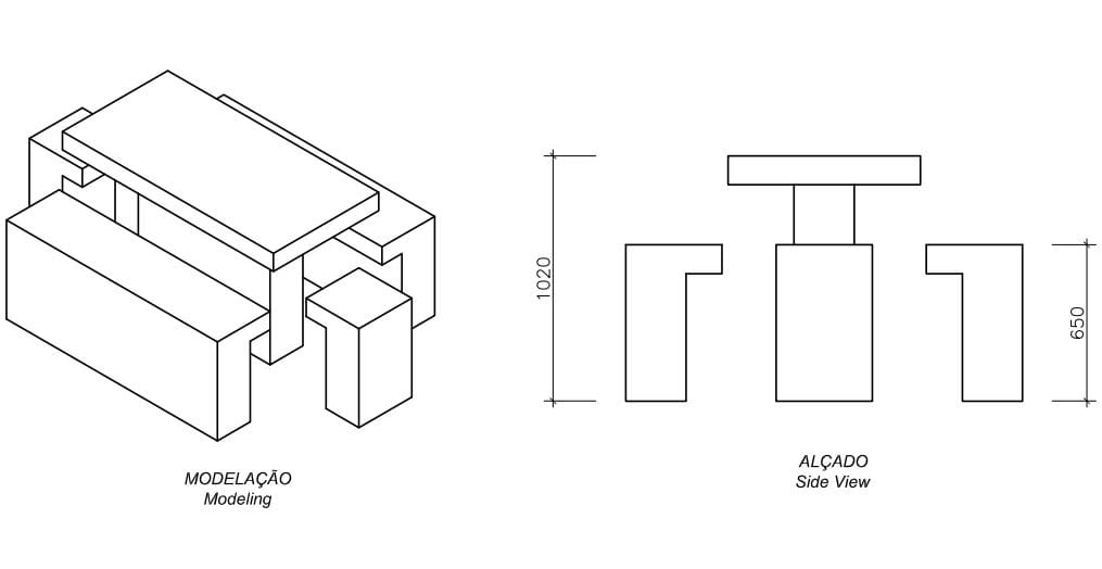 Бетонный стол для пикника со встроенными скамейками amop Vouga Rio ARCH-00089972 - Вид №1