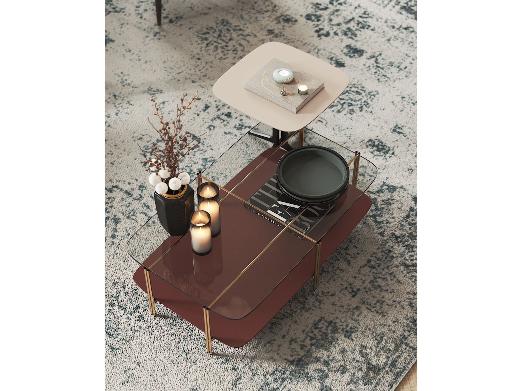 Прямоугольный журнальный столик из дерева и стекла PRADDY Natur ARCH-00071279 - Вид №2