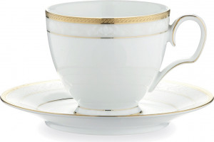 10599214 Noritake Чашка чайная с блюдцем Noritake "Хэмпшир, золотой кант" 250мл Фарфор