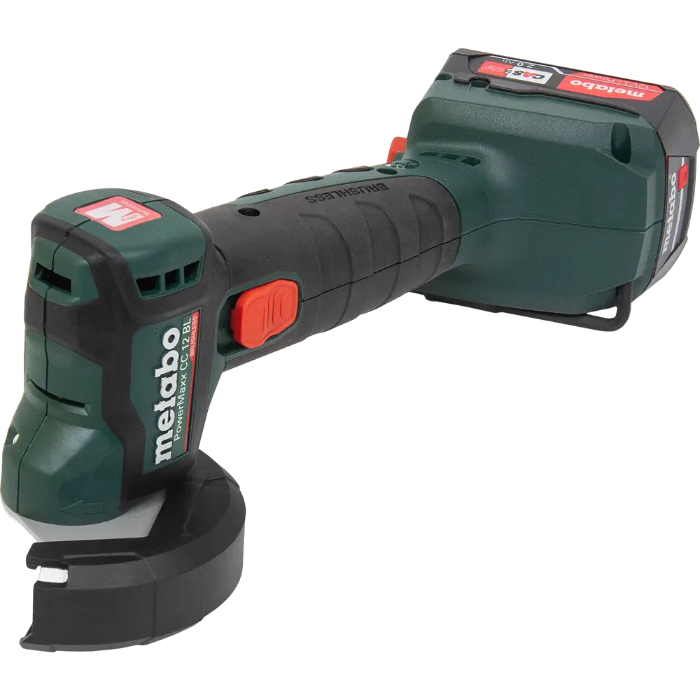 УШМ аккумуляторная бесщеточная Metabo PowerMaxx CC 12 BL 600348500, 12 В Li-Ion 2x2 Ач, 76 мм STLM-2005281
