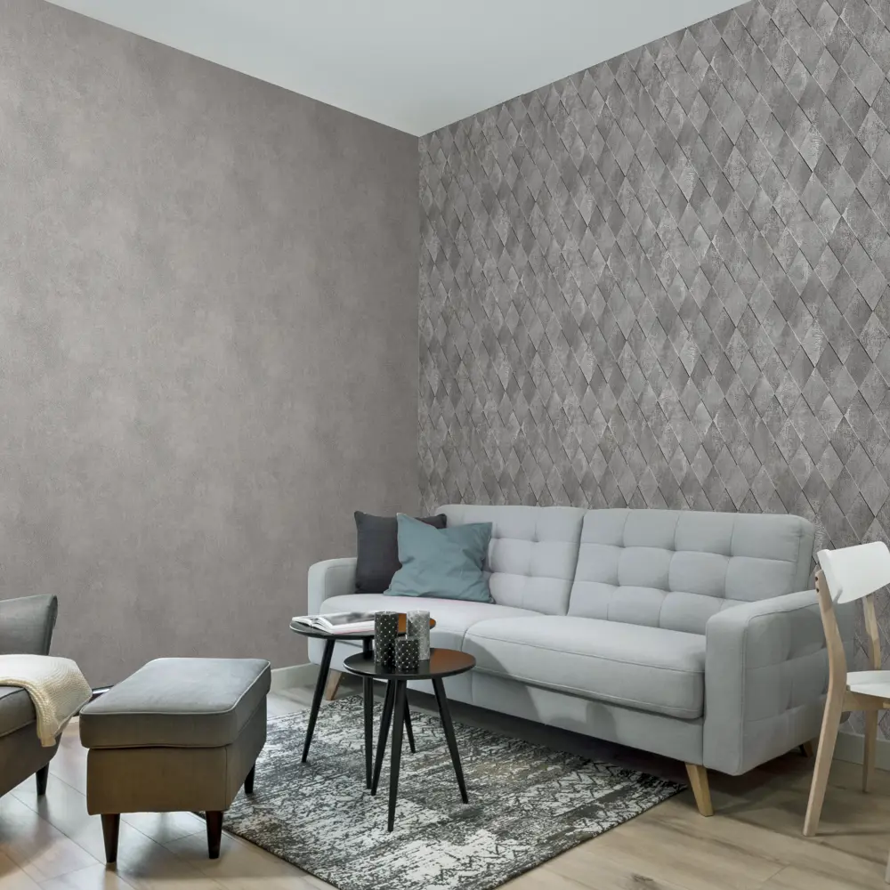 Обои флизелиновые Inspire Rhombus графит 1.06 м 98549 STLM-2209034 - Вид №3