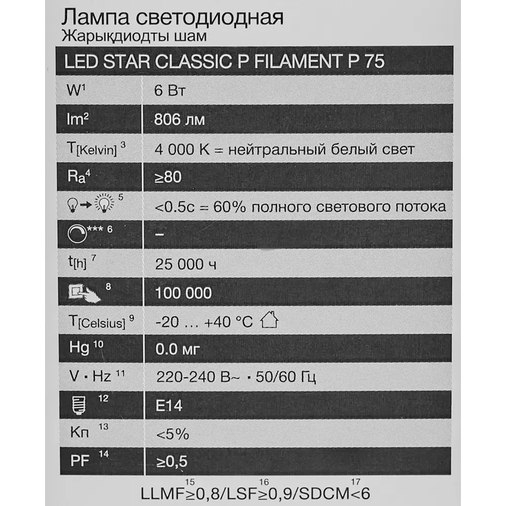 Лампа светодиодная Osram P E14 220/240 В 6 Вт шар 806 лм нейтральный белый свет 85306983 STLM-2188207  - Вид №4