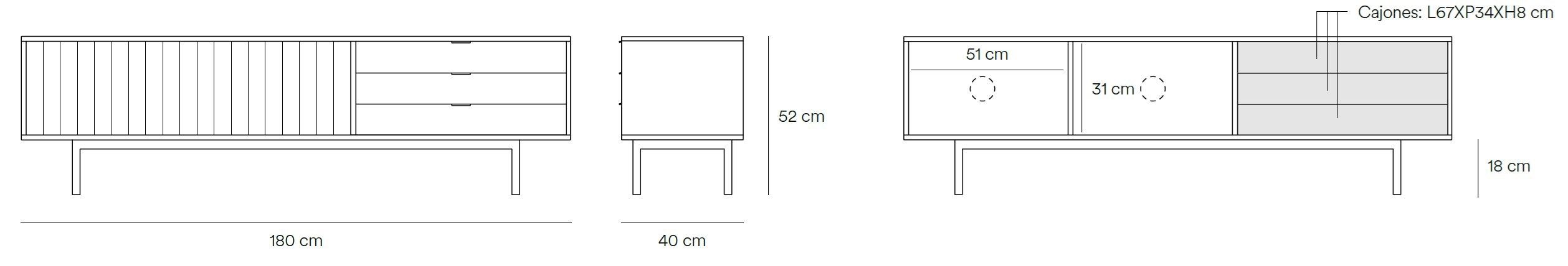 Шкаф для телевизора из МДФ с распашными дверцами и ящиками TEULAT Sierra ARCH-00064536 - Вид №33