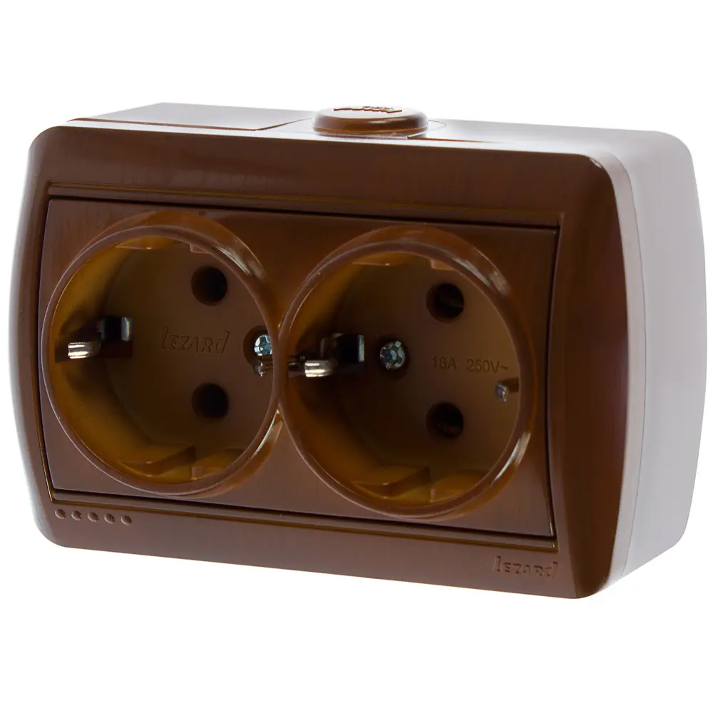 Розетка керамическая Lezard Nata 2 разъема с заземлением цвет сосна STLM-2093930