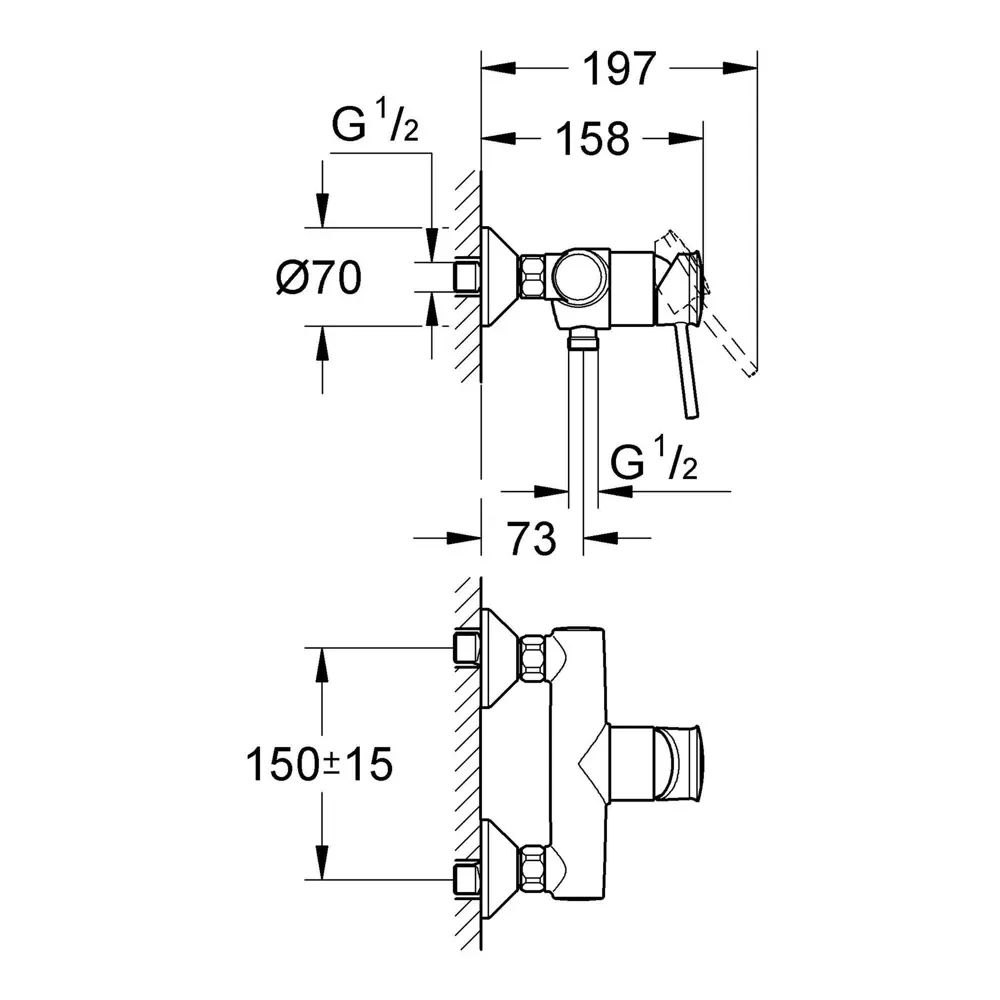 Смеситель для душа Grohe BauClassic, однорычажный, цвет хром STLM-2142535 - Вид №1
