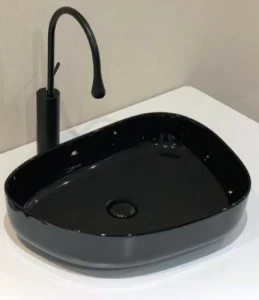 BB1435-NERO Накладная раковина на столешницу  овальная BELBAGNO