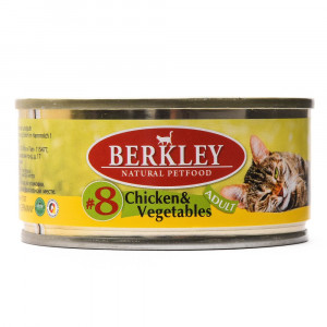 Т0055412 Корм для кошек №8 цыпленок, овощи конс. 100г Berkley