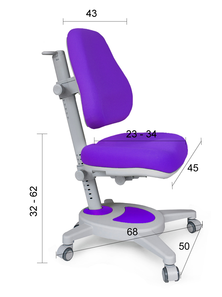 Кресло детское на колесиках фиолетовое Onyx Y-110 MEALUX  00-3947304 Фиолетовый Santreyd  - Вид №2
