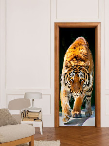 93406676 Наклейка на дверь «Тигр», 80х200 см, самоклеящаяся одним полотном STLM-0546431 МЕЧТАТЕЛЬ ДИЗАЙН
