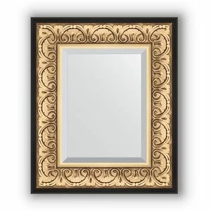 BY 1373 Зеркало с фацетом в багетной раме - барокко золото 106 mm EVOFORM Exclusive