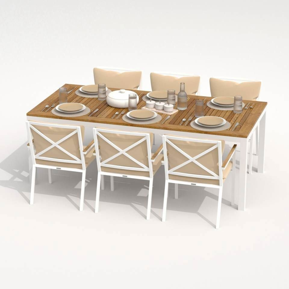 91059760 Садовая мебель для отдыха алюминий темно-серый : стол, 6 стульев TELLA FESTA 220 plus beige STLM-0462447 IDEAL PATIO OUTDOOR STYLE