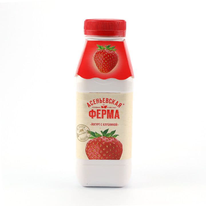 Йогурт питьевой клубника 1,5% Асеньевская ферма БЗМЖ 330 г Santreyd 1957
