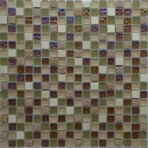 G027  Brown pearl Mix мозаика мрамор стекло 305х305 чип 15х15 (0.093м)